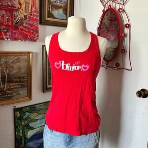 love is be mine graphic red tank top